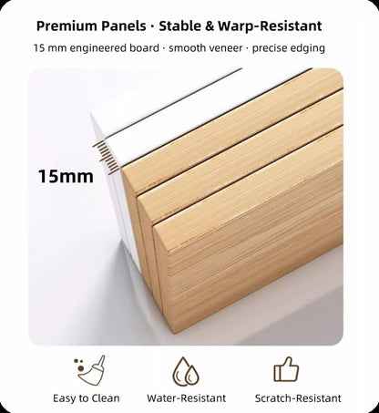 2x Bedside Table Pair White 3 Drawers Wooden Knobs Modern Minimalist Design